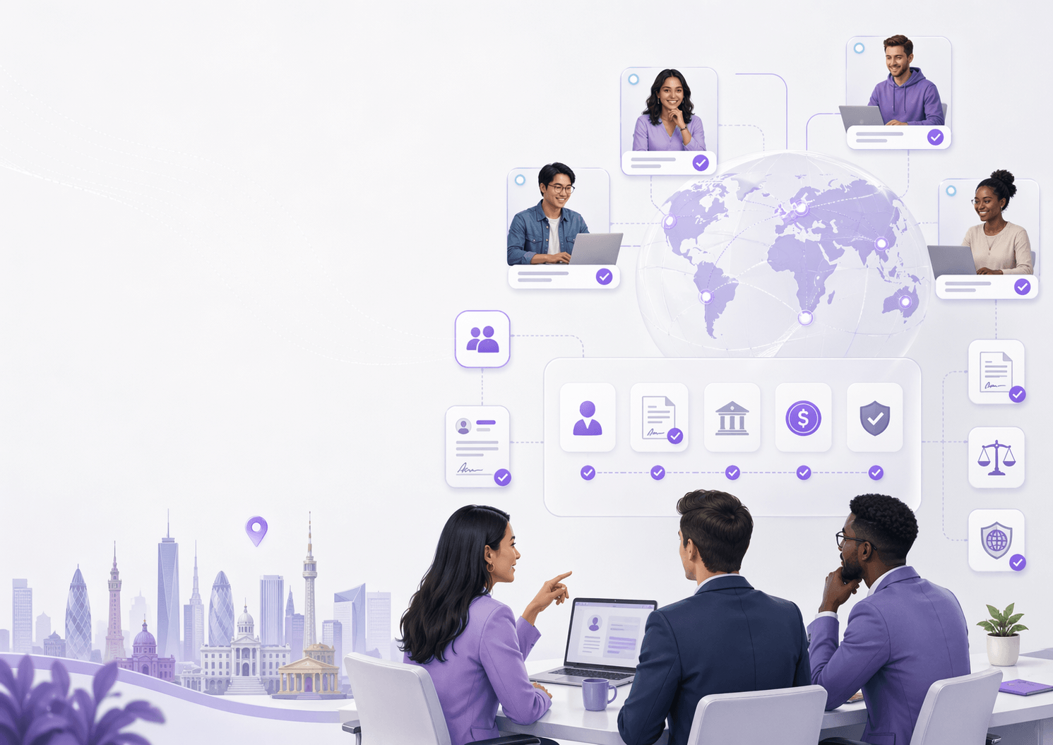 5 signs you need a global hiring partner — team collaboration and global recruitment illustration